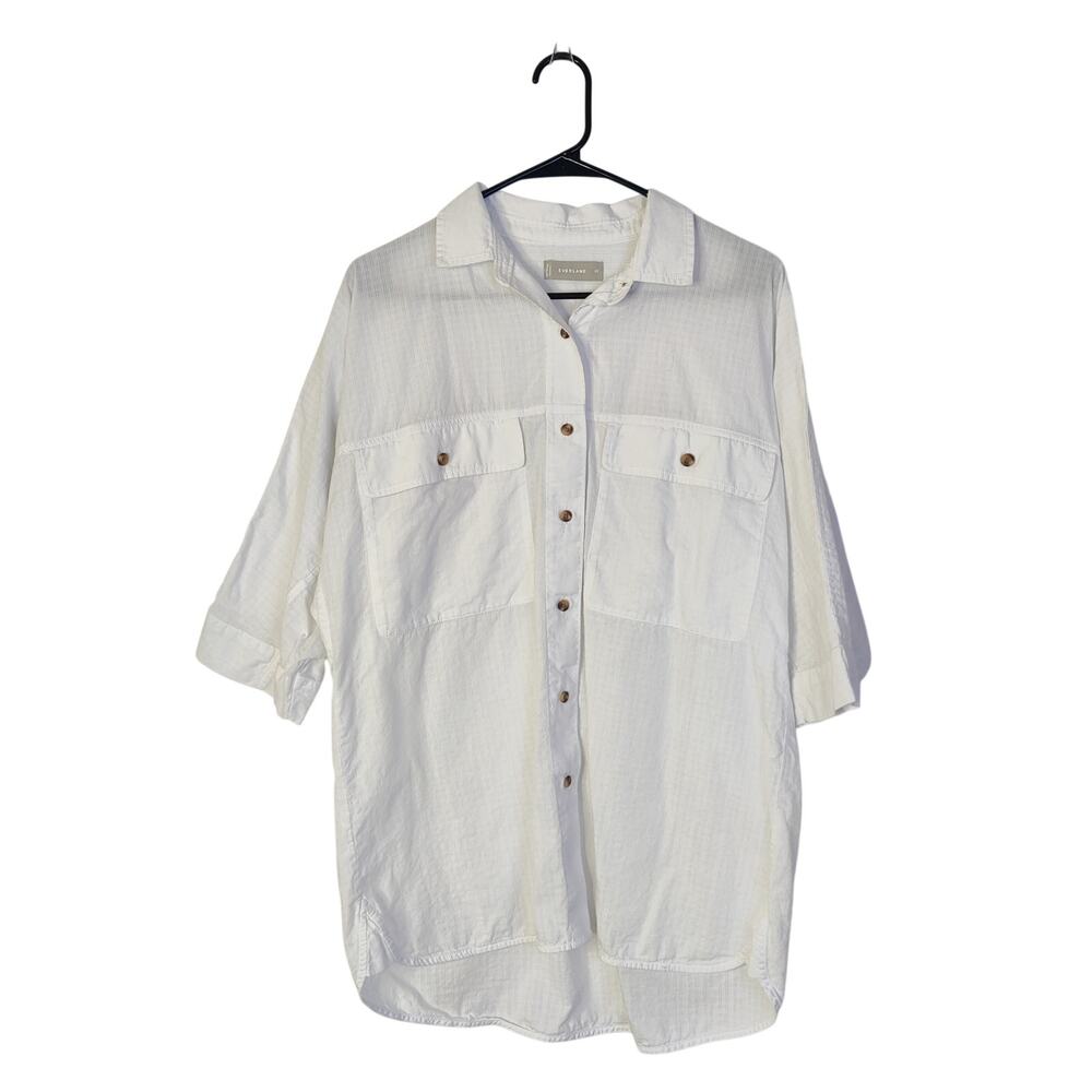 Everlane Tourist Oversized White Cotton Shirt XS Lightweight Button Up Travel - Picture 5 of 14